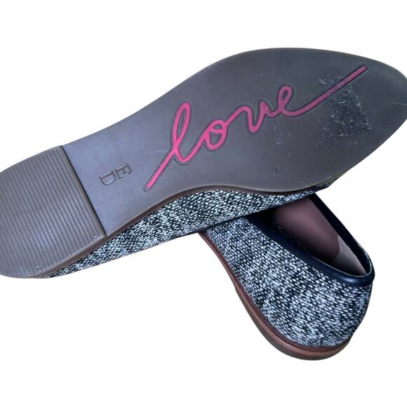ED by Ellen Love flats tweed 8/EU39 Leather loafter Love embroidered - Picture 5 of 7